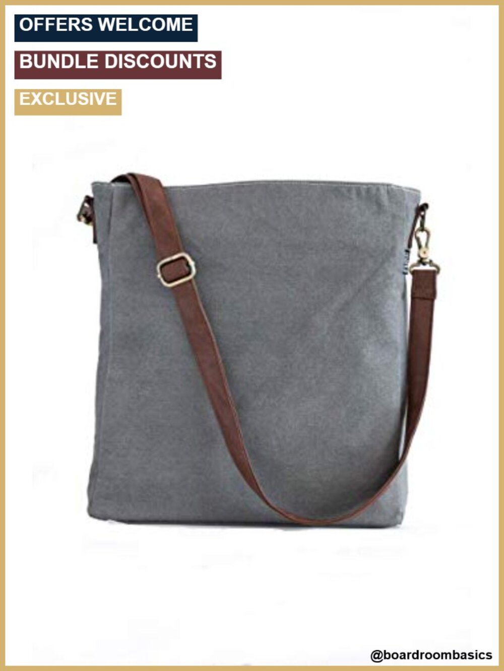 Recycled Canvas City Sling Crossbody Bag with Vegan Leather Strap